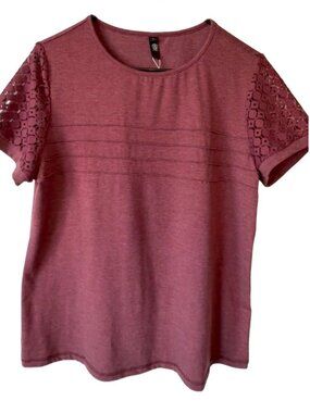 Women’s Short Sleeve Top Size L Wine Red NEW